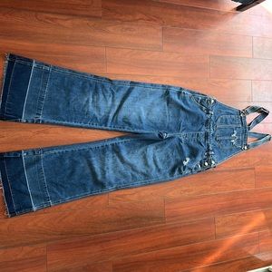 Flare denim overalls